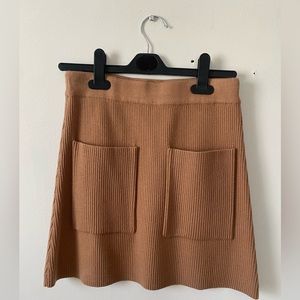NWT Brown Zara Ribbed Mini Skirt with 2 Front Pockets